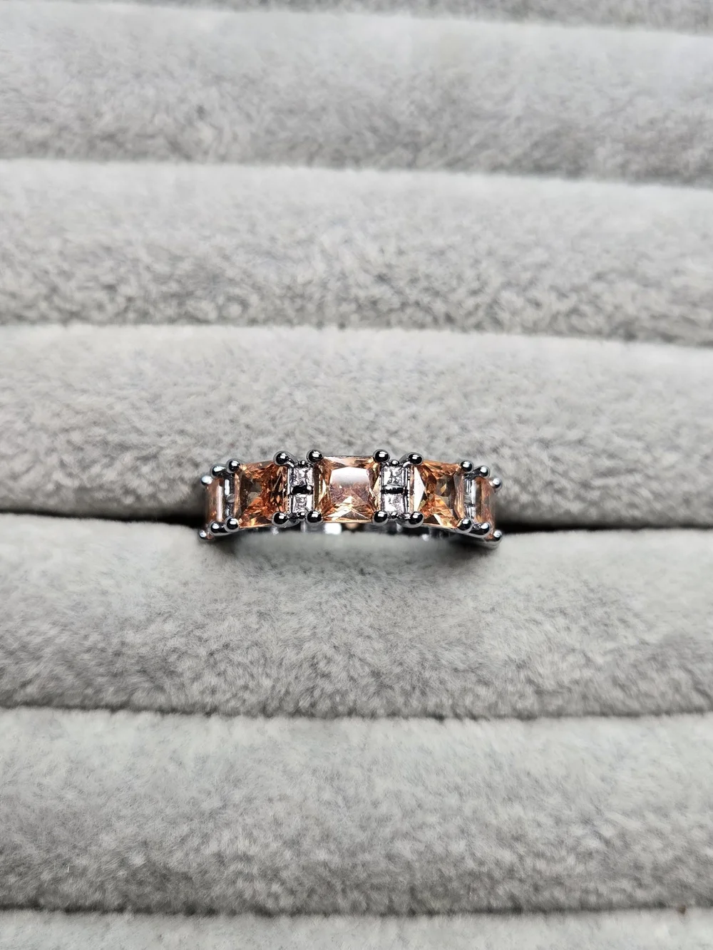 Size 8 Amber Topaz November Hematite Plated Open My Heart Bomb PartyRBP8781 Ring